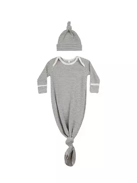 Quincy Mae - Lagoon Micro Stripe Knotted Gown + Hat Set