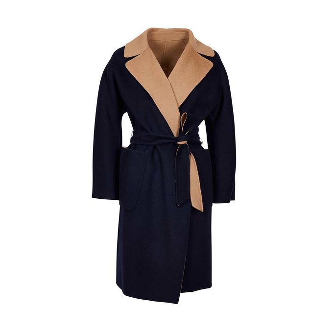 RAIL REVERSIBLE DOUBLE WOOL COAT Woman Navy Camel