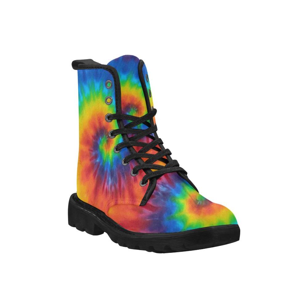 Rainbow Tie-Dye Women's Black Boots