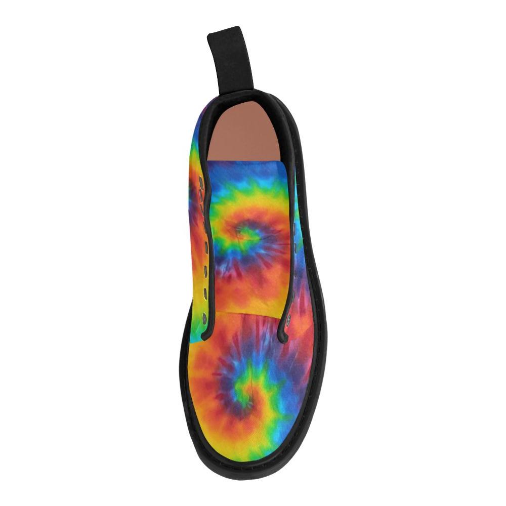 Rainbow Tie-Dye Women's Black Boots