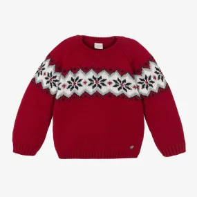 Red Wool Fair Isle Sweater