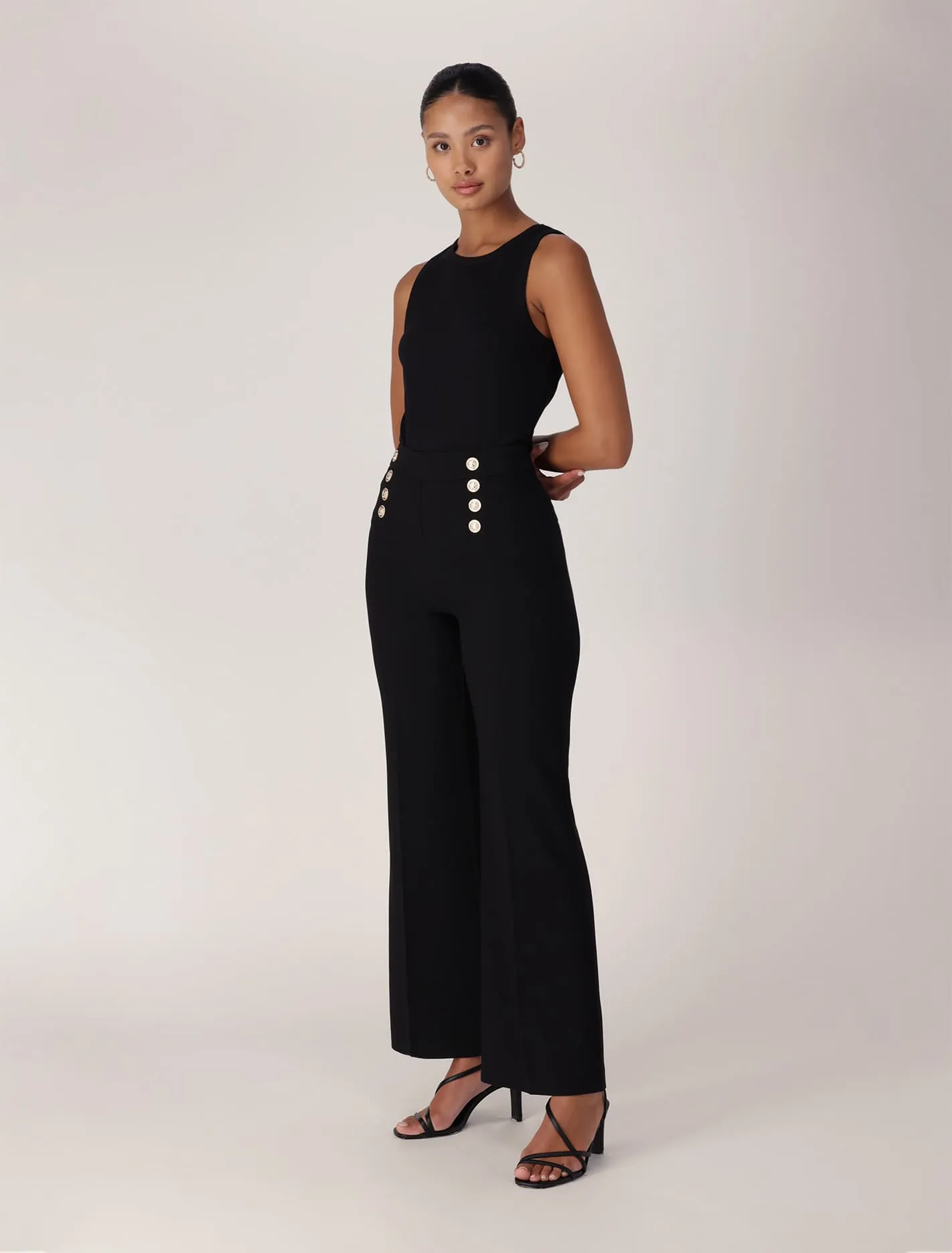 Sara Button Up Slim Flare Pants