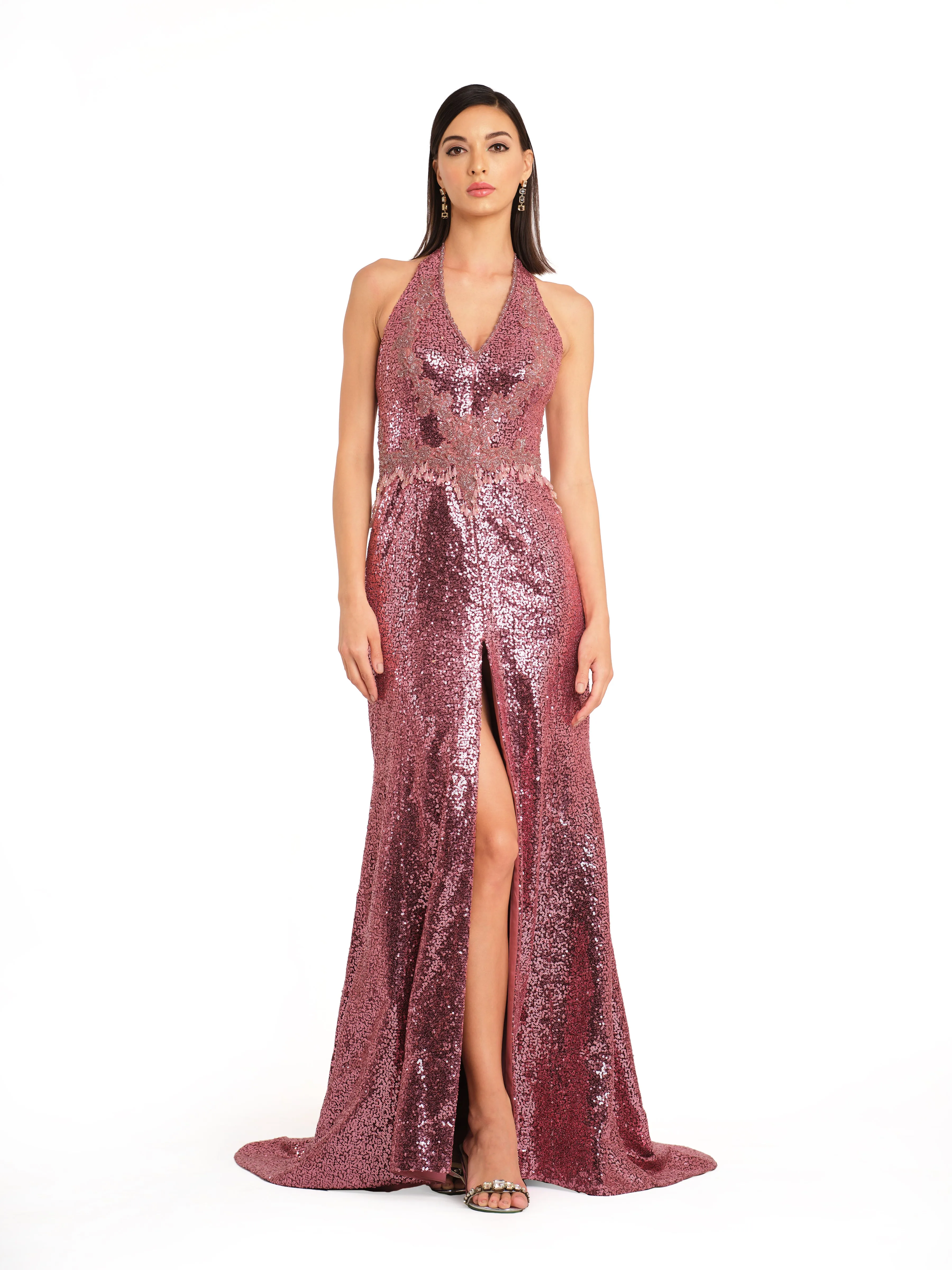 Sequin Halter Gown