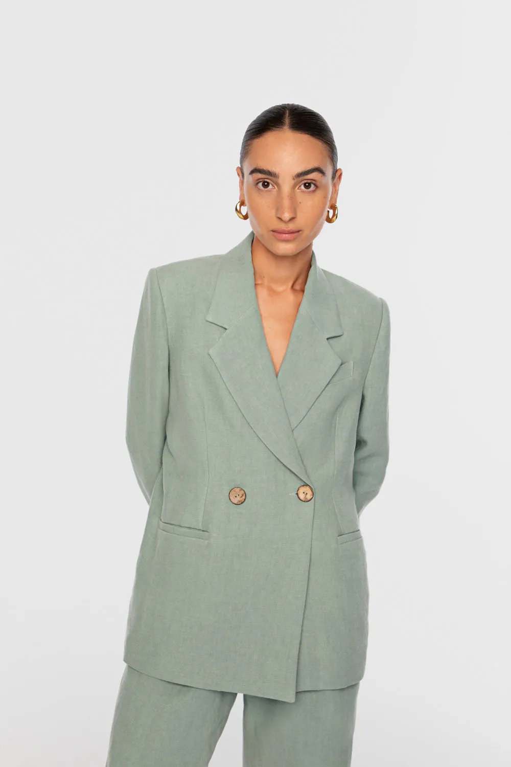 Signature Linen Double-Breasted Blazer