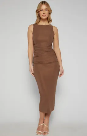 Soft Cupro Racer Neckline Midi Dress (SDR1608A)