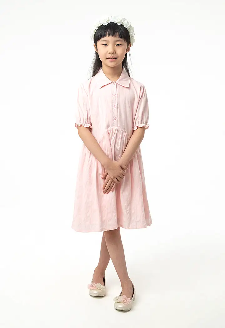 Solid Collared Drop Waist Casual Dress