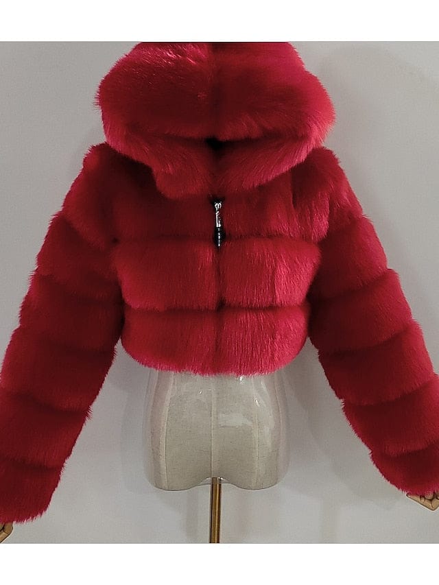 Stay Warm and Stylish in the Chilly Winter Months with Our Women's Faux Fur Hooded Coat