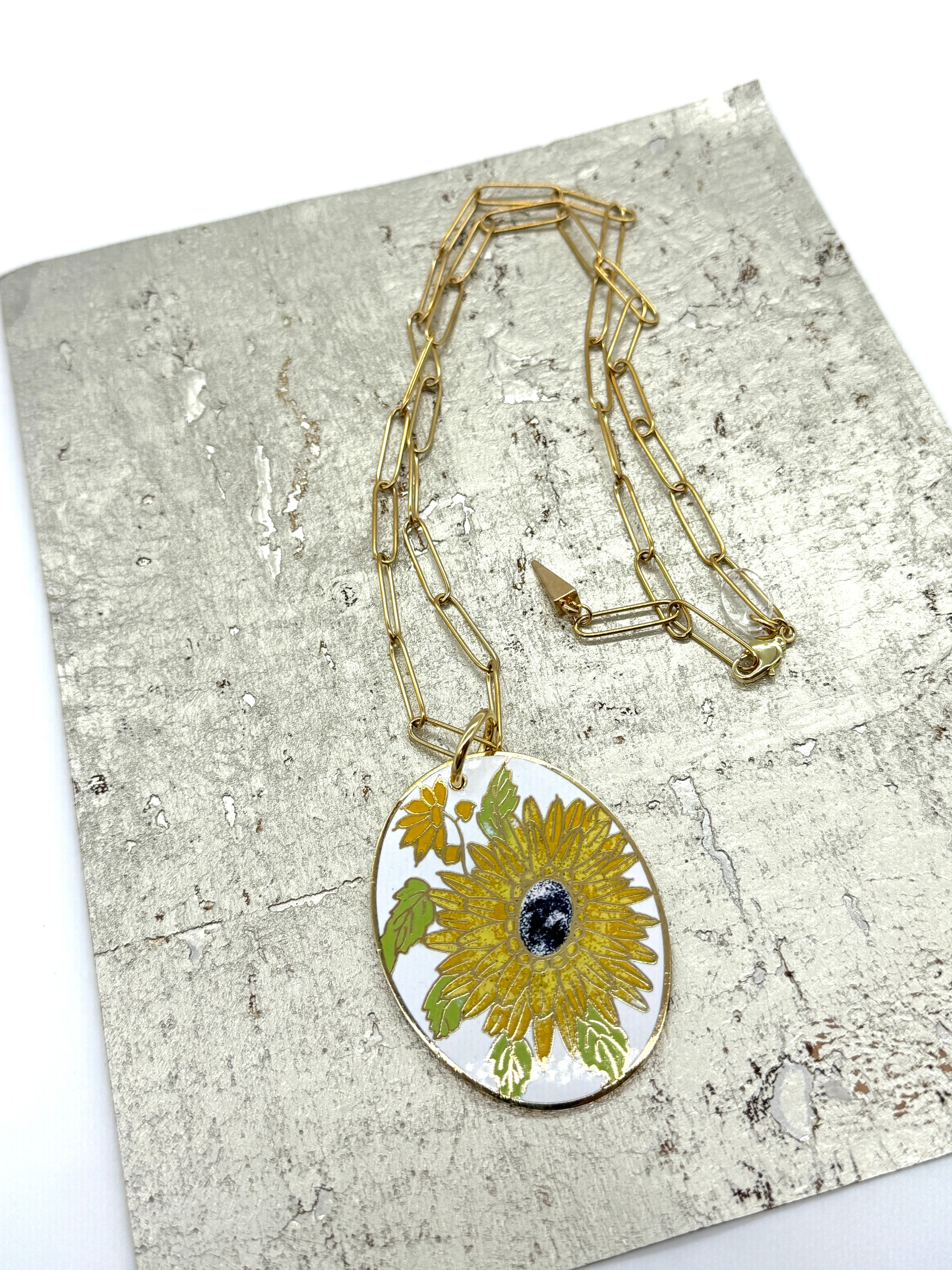 Sunflower Love Paperclip Chain Necklace