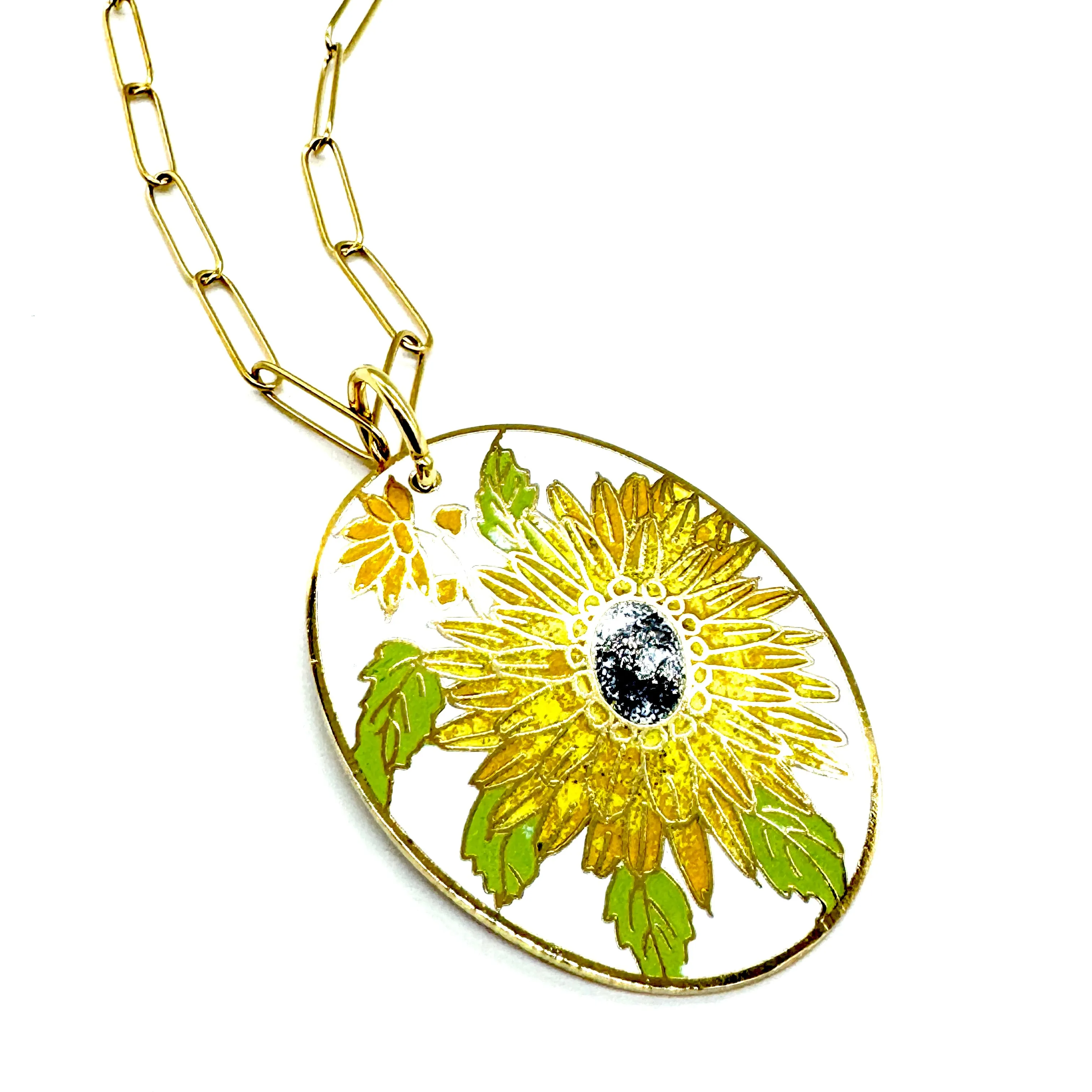 Sunflower Love Paperclip Chain Necklace