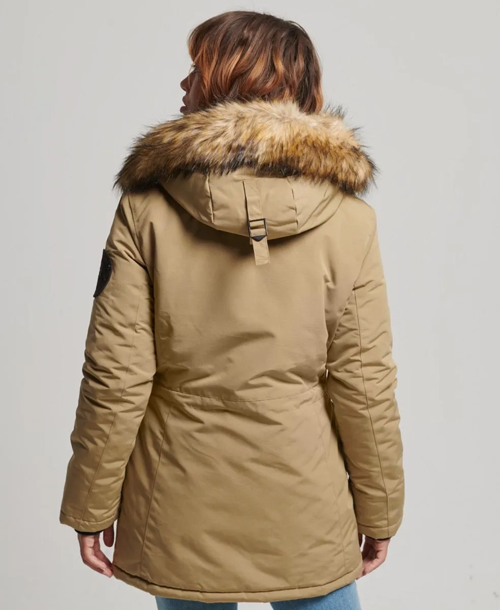 Superdry Womens Everest Faux Fur Bomber Jacket Natural Tan