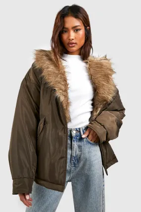 Tall Faux Fur Trim Parka