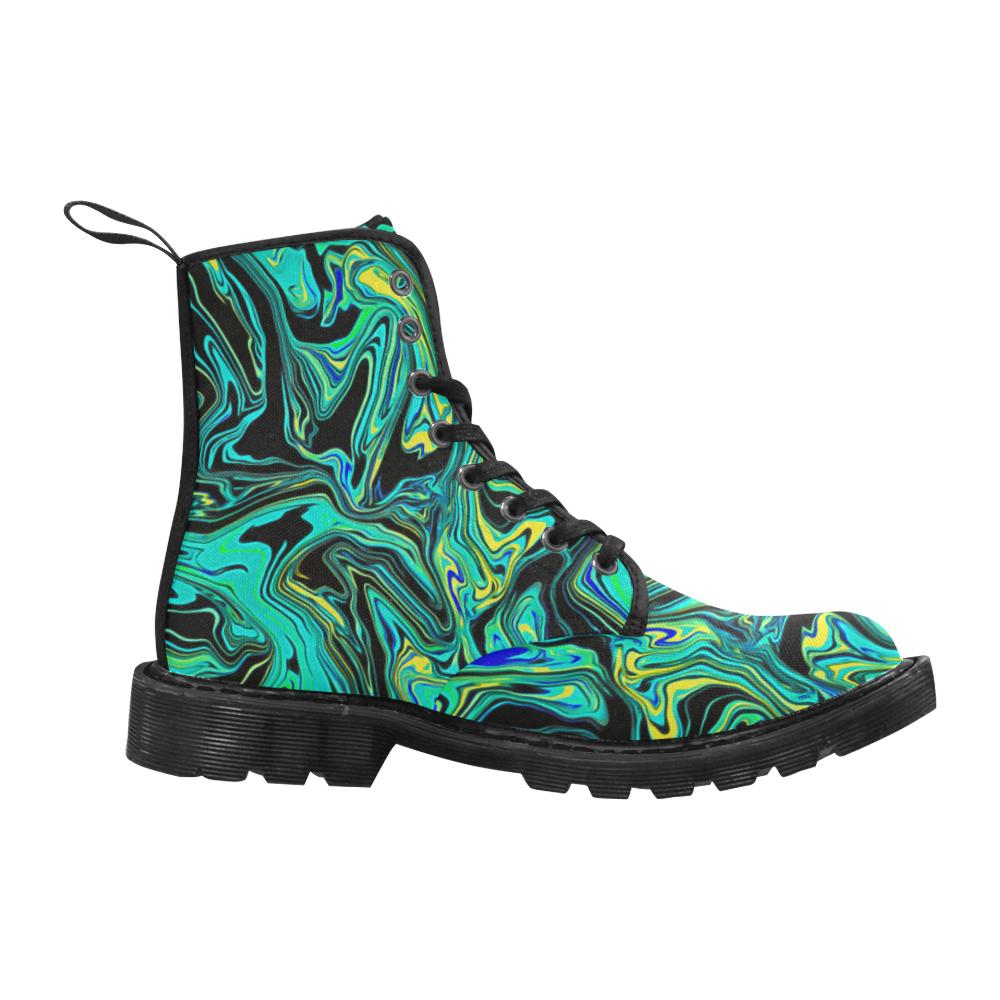 Teal Oil Spill Women's Black Boots