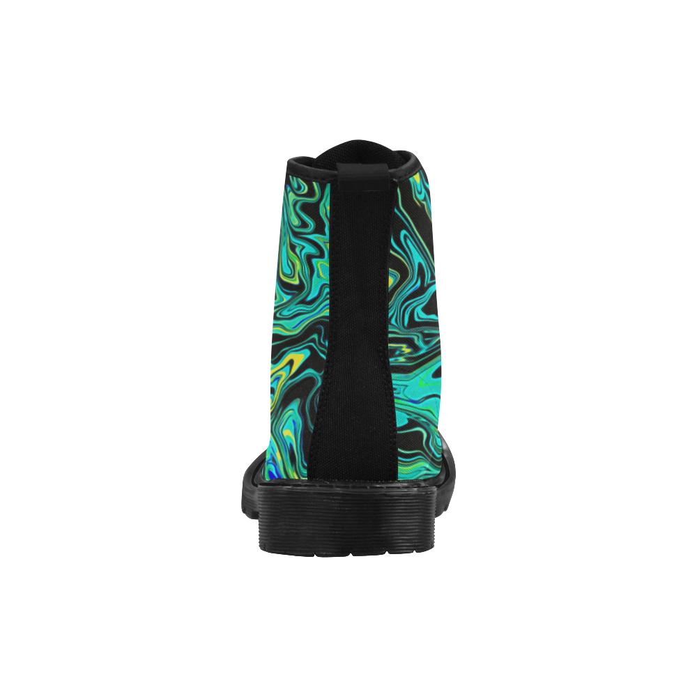 Teal Oil Spill Women's Black Boots