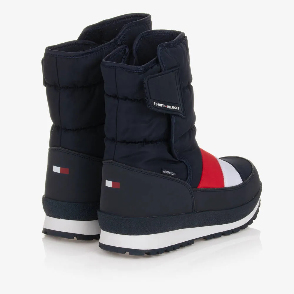 Teen Boys Navy Blue & Red Snow Boots