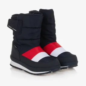 Teen Boys Navy Blue & Red Snow Boots