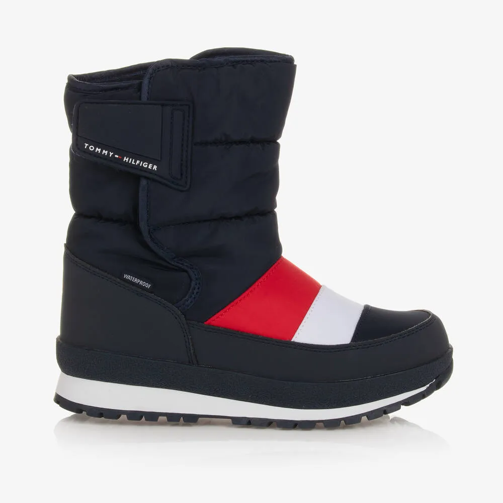 Teen Boys Navy Blue & Red Snow Boots