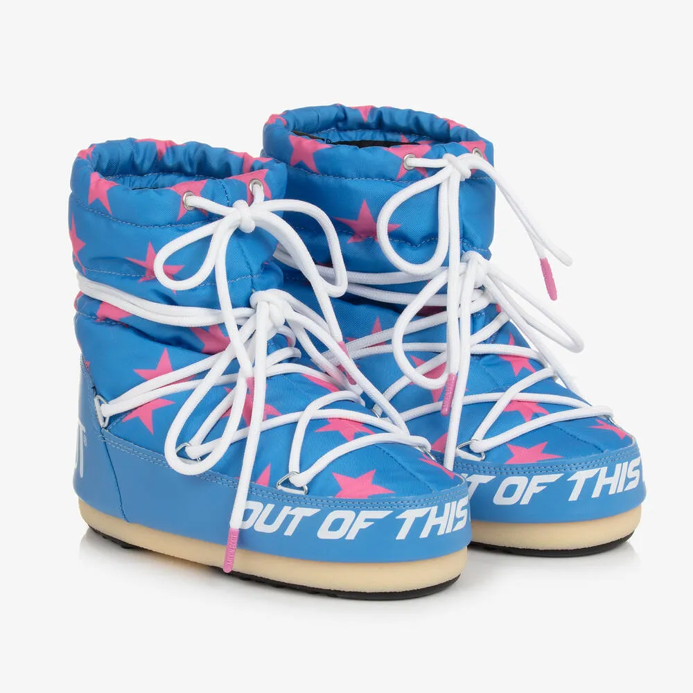 Teen Girls Blue & Pink Light Snow Boots