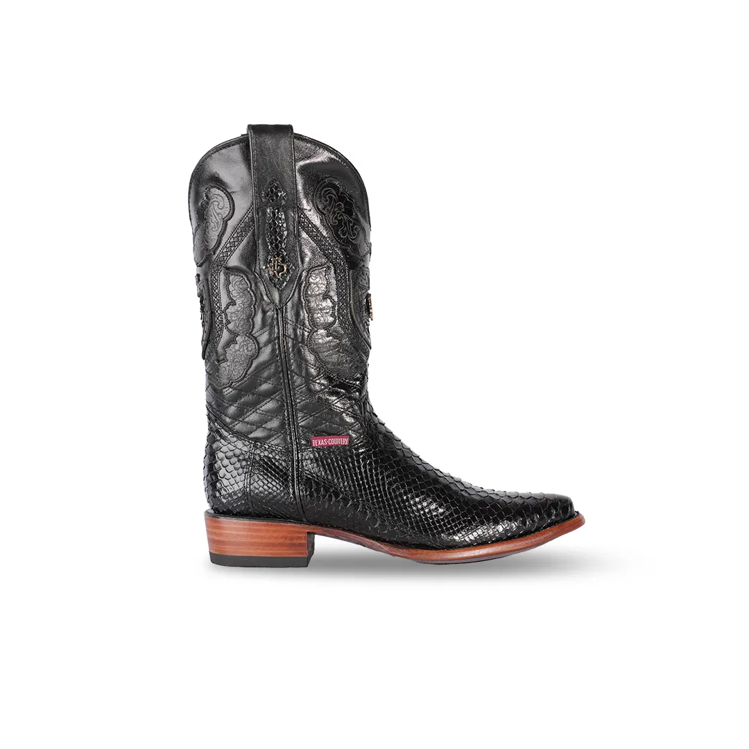 Texas Country Exotic Boot PP150 PYTHON NEGRO H82