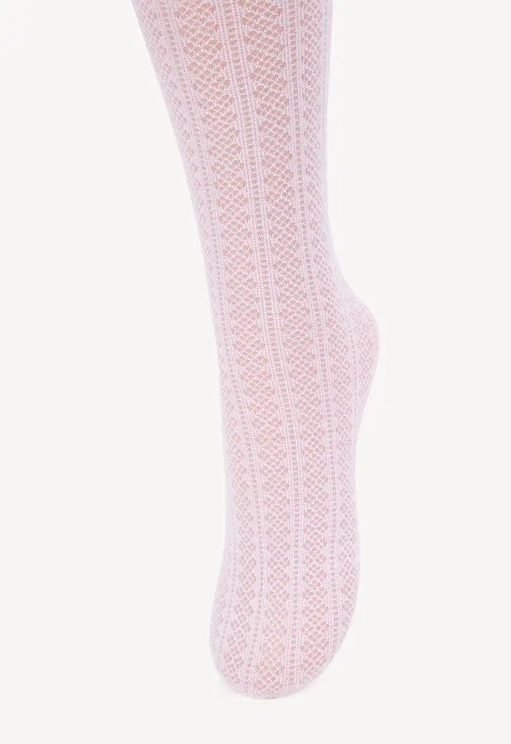 Textured Pattern Tights in White