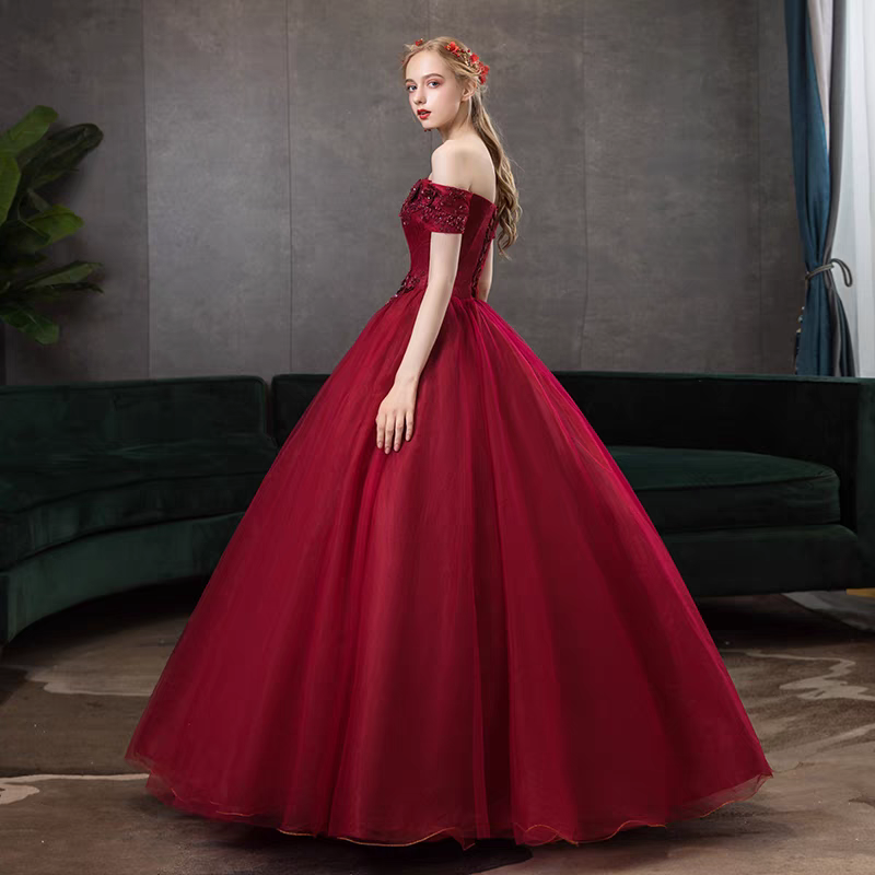 The Melvy Red Off Shoulder Ball Gown (Available in 3 Colours)