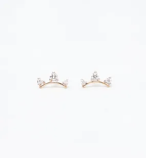 Three Diamond Amigos Curve Studs