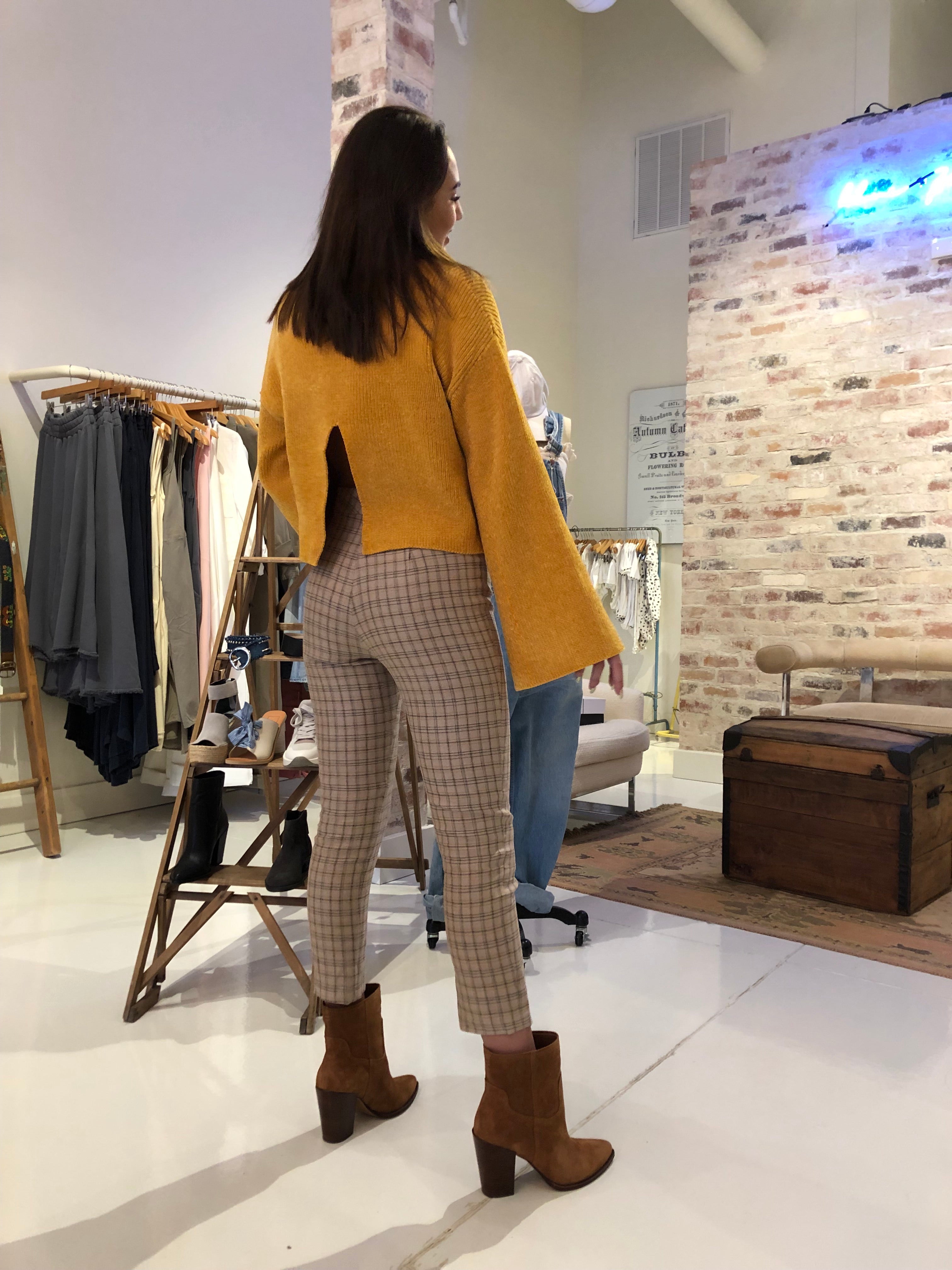 TJD Mustard Bell Sleeve Sweater