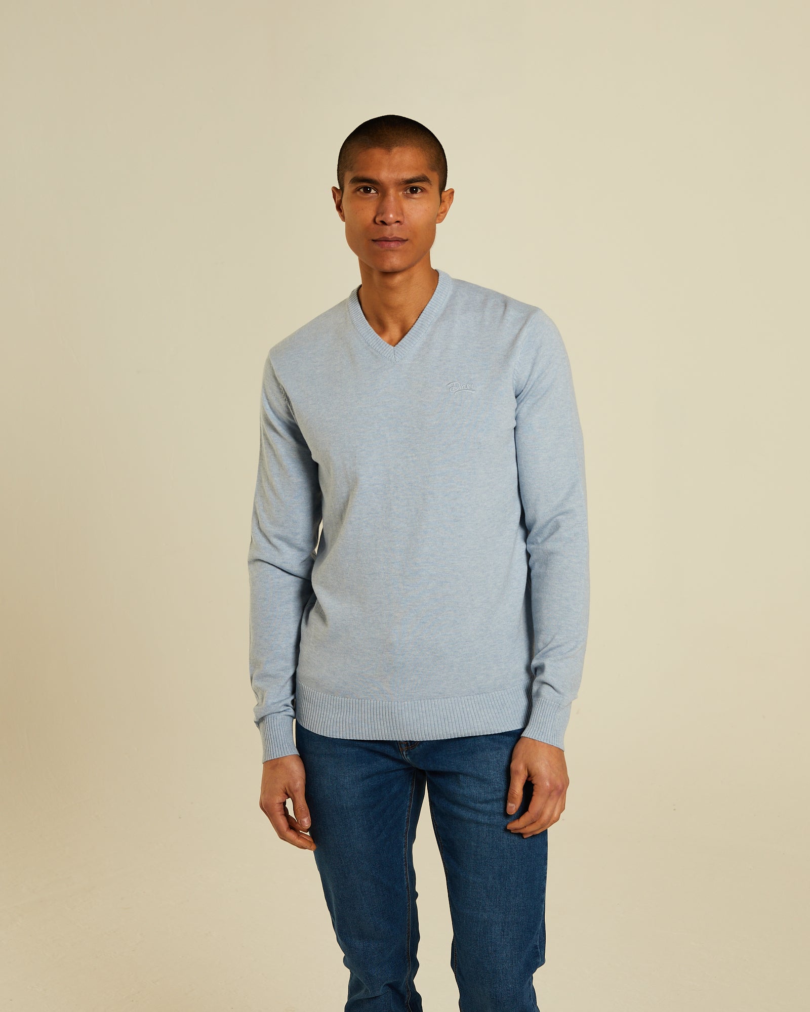 Tony V Neck Buoy Blue Marl