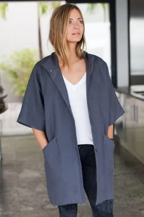 Topper Coat - Charcoal Linen