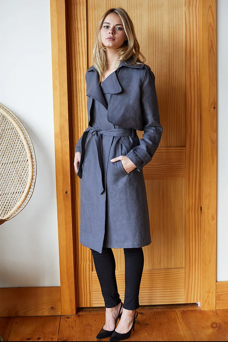 Trench Coat - Charcoal Linen