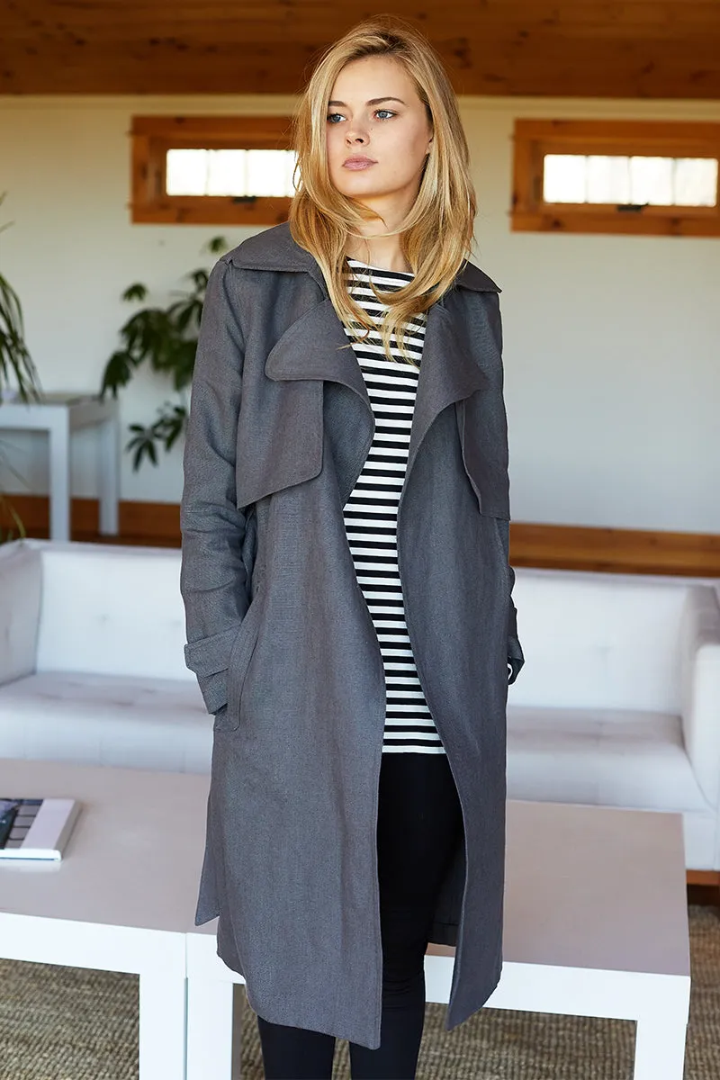 Trench Coat - Charcoal Linen