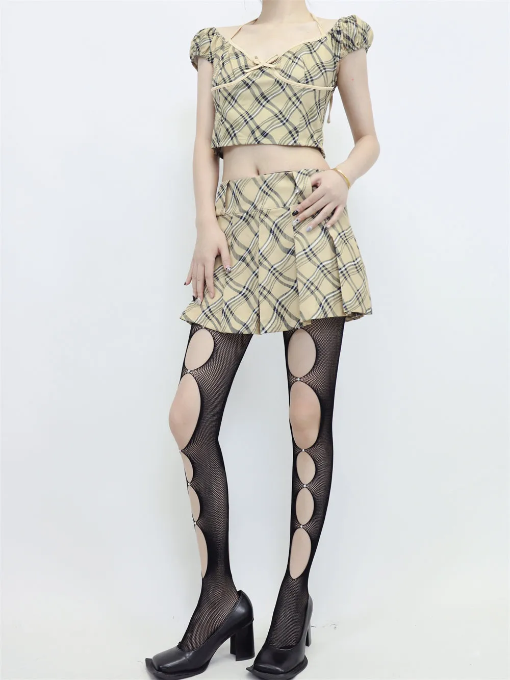 Twilight Fishnet Cut Out Gem Tights