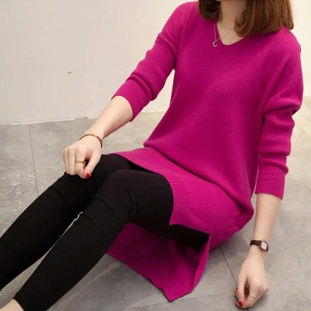 V-Neck Oversized Women Sweater