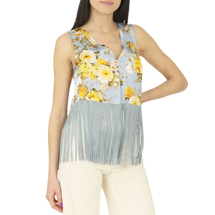 V-NECK TOP WITH FRINGE Woman Polynesia