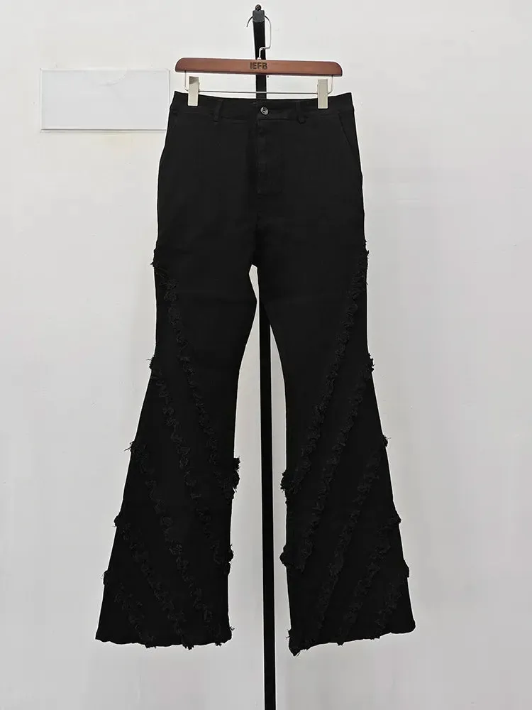 Versatile Slim Edge Washed Denim Casual Flare Pants