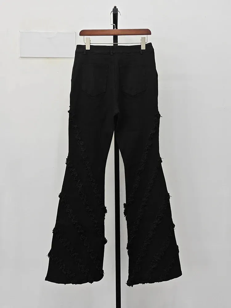 Versatile Slim Edge Washed Denim Casual Flare Pants