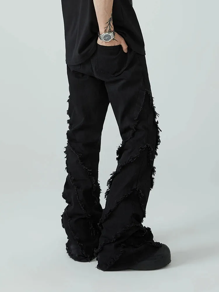 Versatile Slim Edge Washed Denim Casual Flare Pants