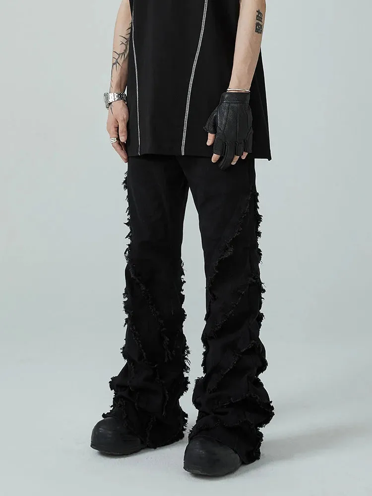 Versatile Slim Edge Washed Denim Casual Flare Pants