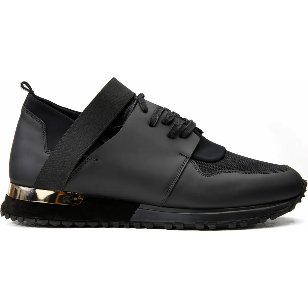 Vinci Leather The Reno BlackLeather Sneaker (D-530)