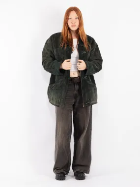 Vintage 90's Women Suede Sherpa Coat in Green