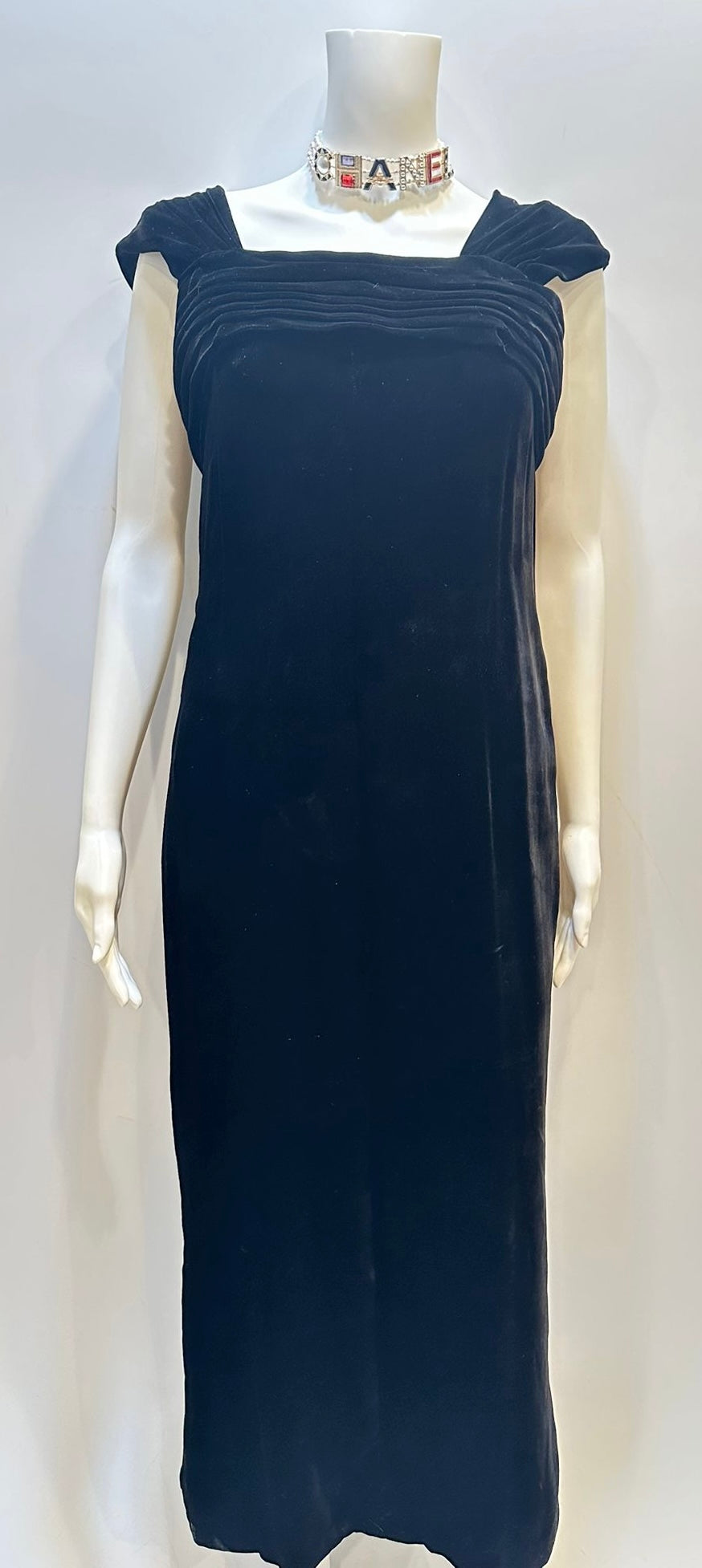 Vintage Chanel Early 1980s Long Velvet Black Evening Gown Size 4