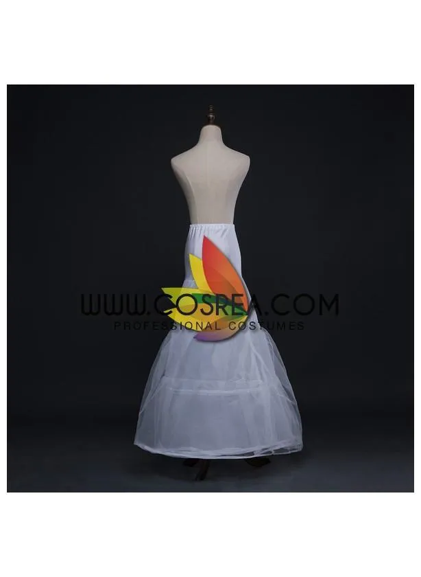 White 2 Tier Even Length Mermaid Tail Petticoat