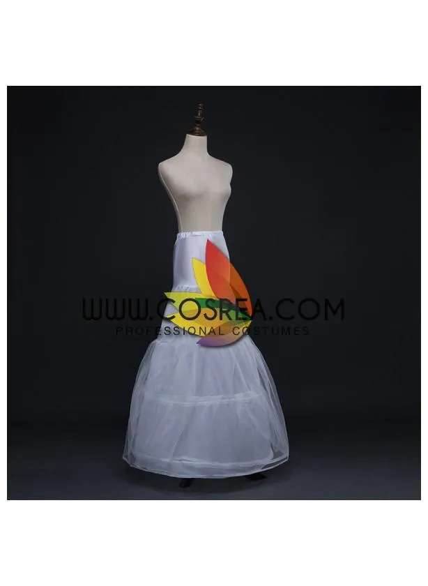 White 2 Tier Even Length Mermaid Tail Petticoat