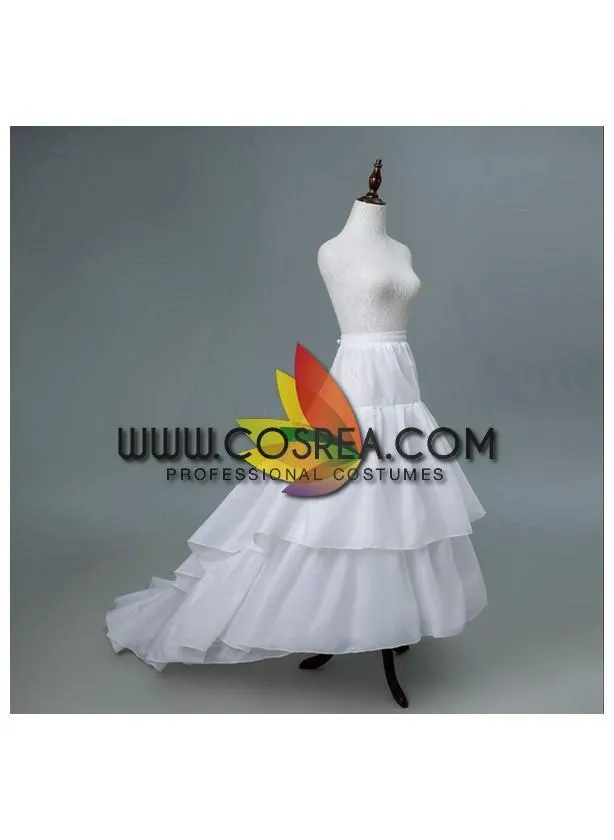 White 2 Tier Tulle Petticoat With Train