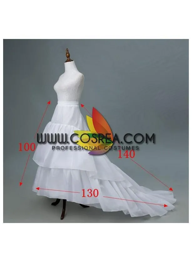 White 2 Tier Tulle Petticoat With Train