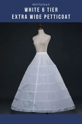 White 6 Tier Extra Wide Petticoat