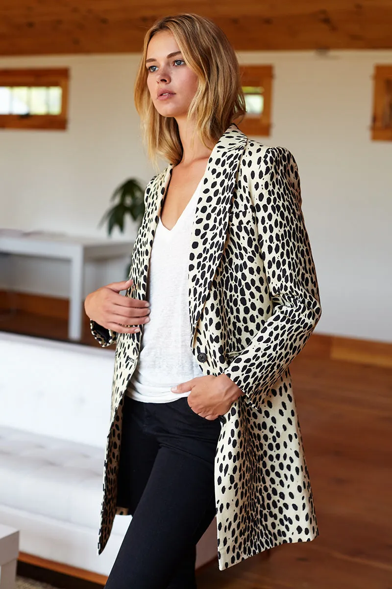 Wingtip Coat 2 - Leopard Linen