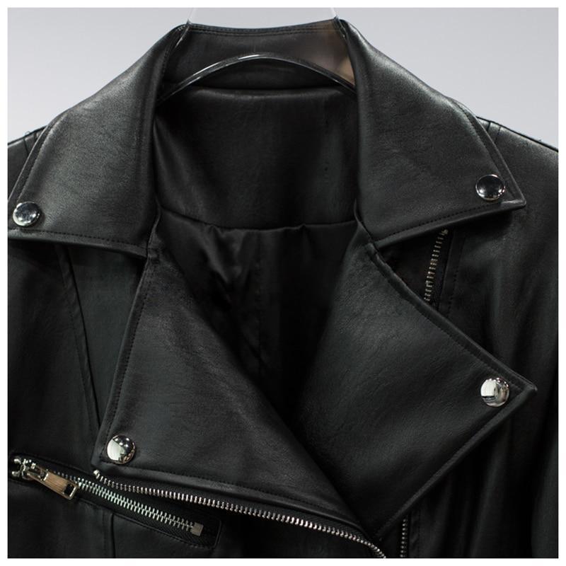 Women Jacket Faux Leather Jacket Lower Edge Detachable