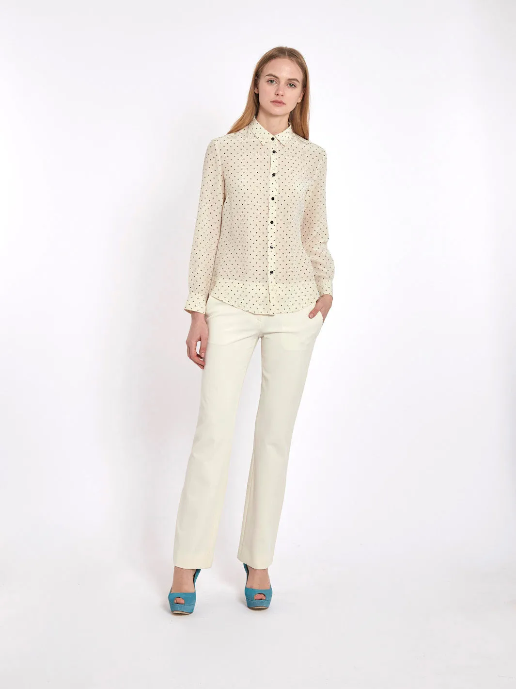 Y2K Alessandro Dell'Acqua cream pants in stretch fabric