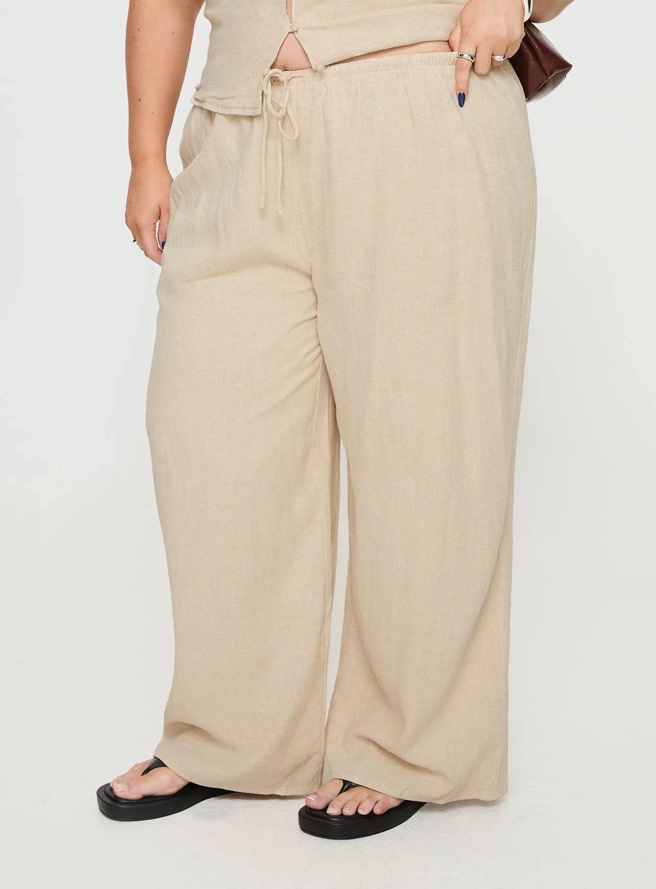 Zodiac Linen Blend Pants Beige Curve