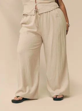 Zodiac Linen Blend Pants Beige Curve